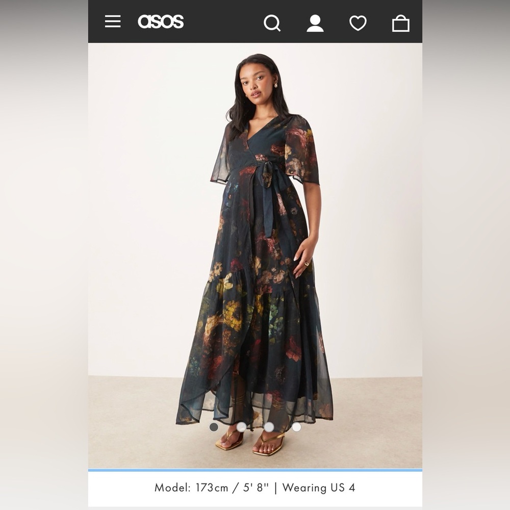 Hope & Ivy Maternity wrap front maxi dress in dark green floral